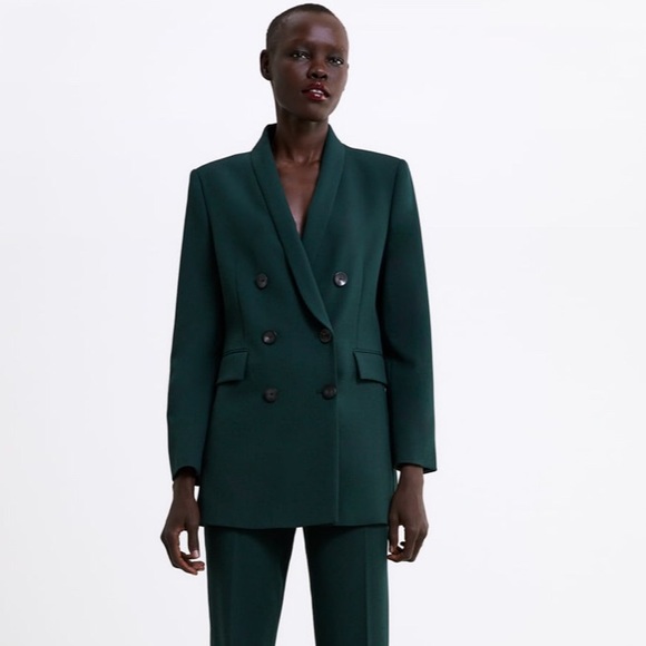 Zara Jackets & Blazers - Zara Deep Green Double Breasted Blazer